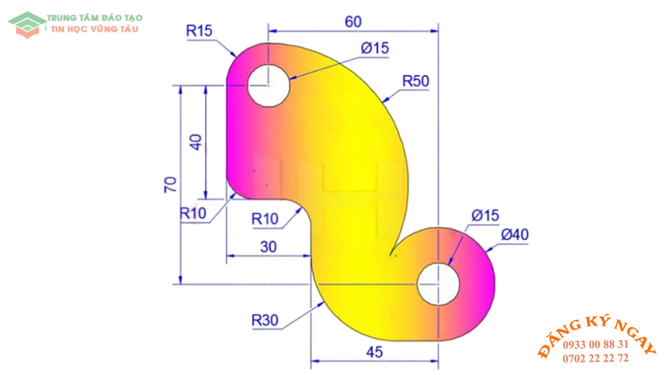 Đề thi autocad 2d trung tâm tin học trường thịnh vũng tàu 10