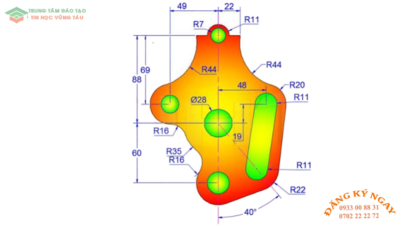 Đề thi autocad 2d trung tâm tin học trường thịnh vũng tàu 13