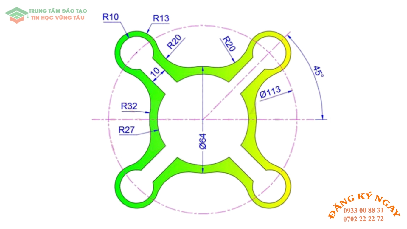 Đề thi autocad 2d trung tâm tin học trường thịnh vũng tàu 16