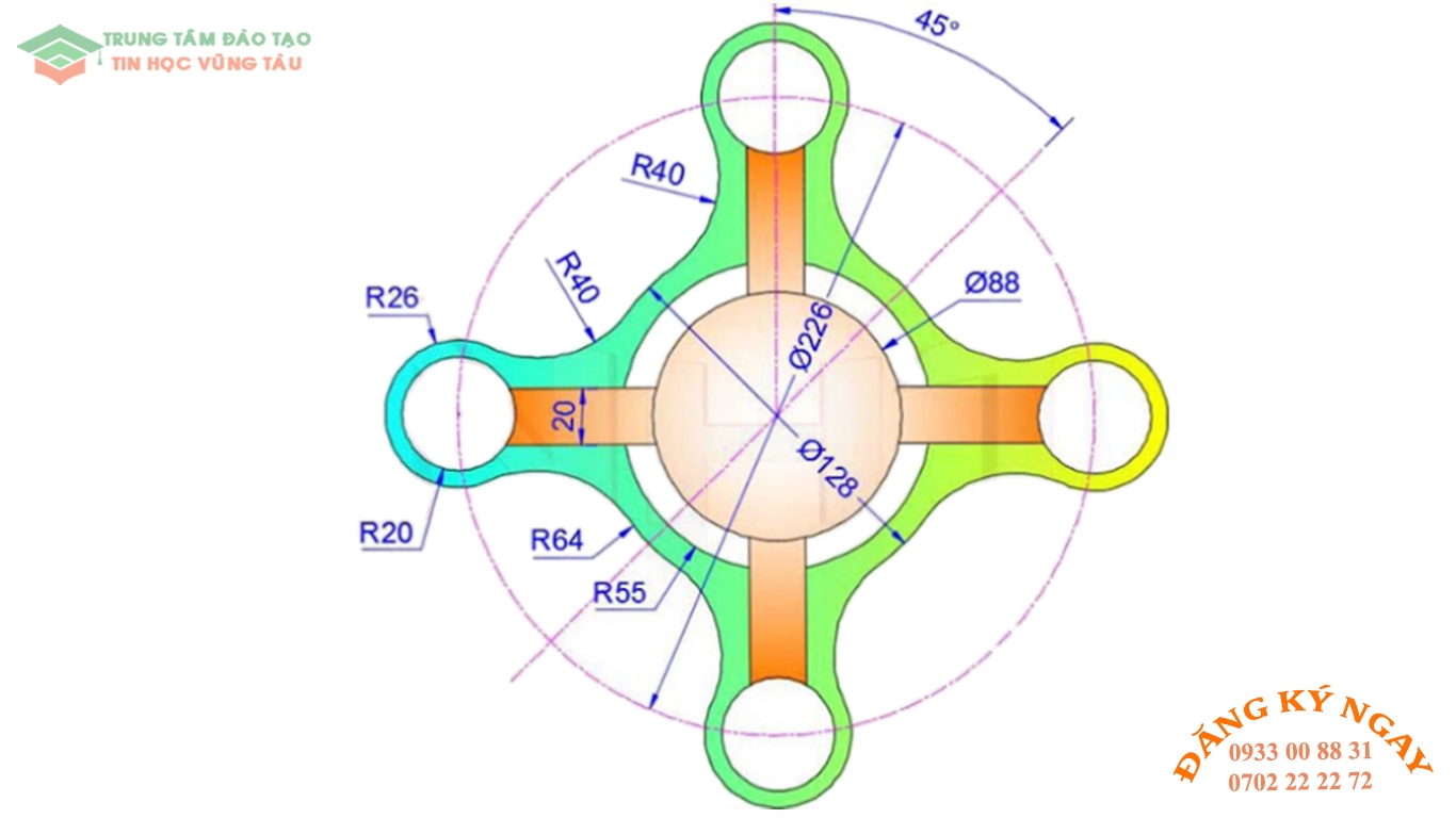 Đề thi autocad 2d trung tâm tin học trường thịnh vũng tàu 21