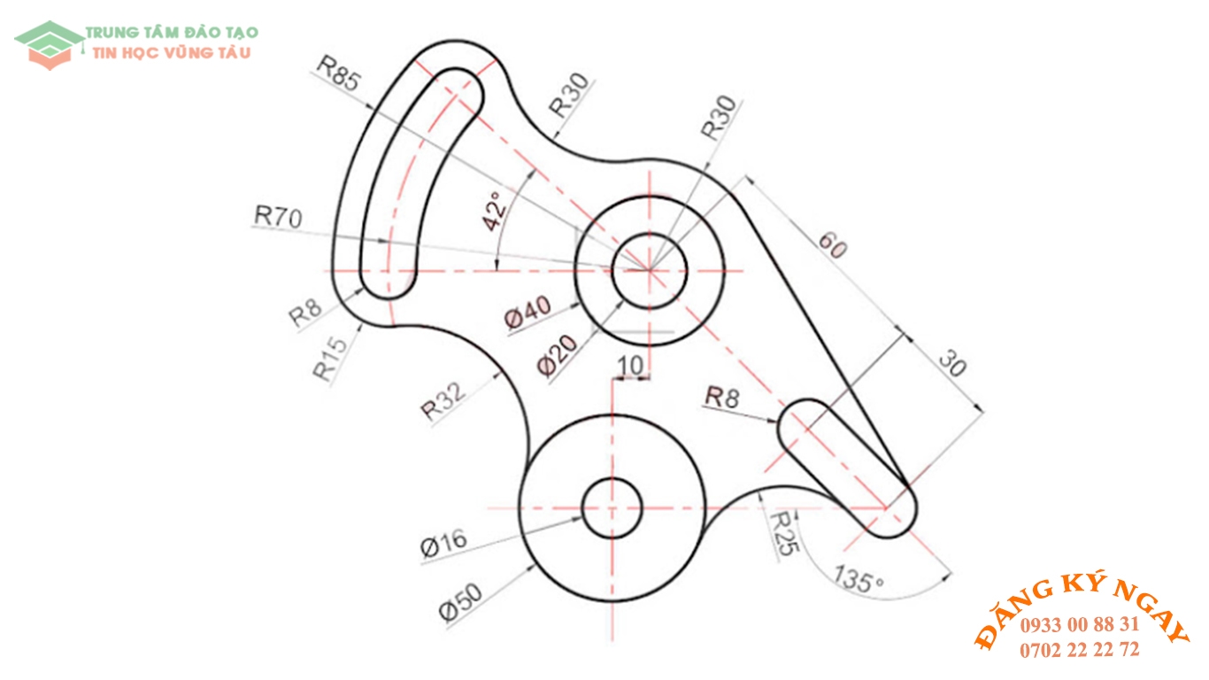 Đề thi autocad 2d trung tâm tin học trường thịnh vũng tàu 28