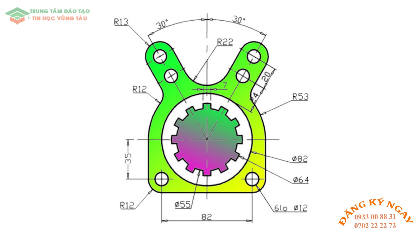 Đề thi autocad 2d trung tâm tin học trường thịnh vũng tàu 35