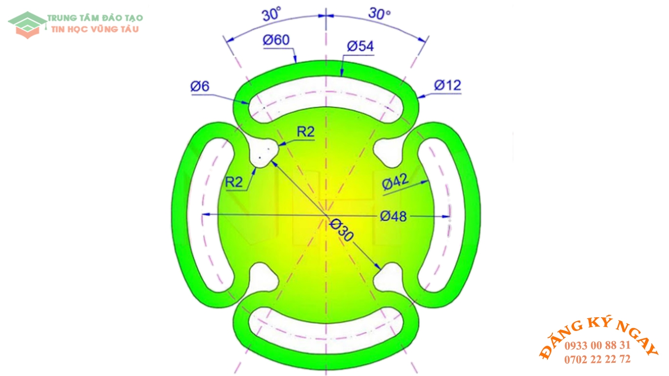 Đề thi autocad 2d trung tâm tin học trường thịnh vũng tàu 7