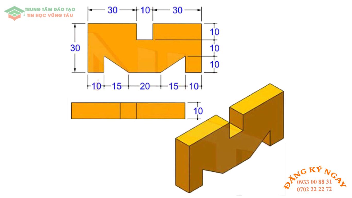 Đề thi autocad 3d Trung tâm tin học đồ họa Vũng Tàu