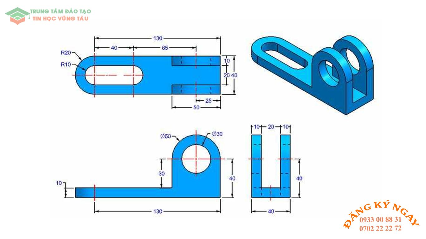 Đề thi autocad 3d Trung tâm tin học đồ họa Vũng Tàu 14