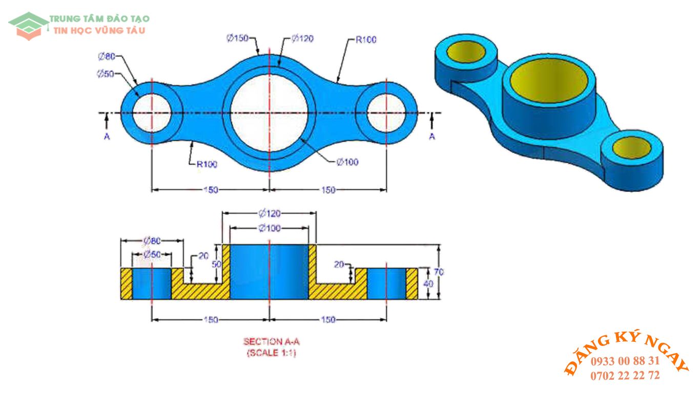 Đề thi autocad 3d Trung tâm tin học đồ họa Vũng Tàu 17