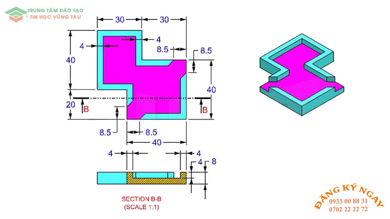 Đề thi autocad 3d Trung tâm tin học đồ họa Vũng Tàu 20