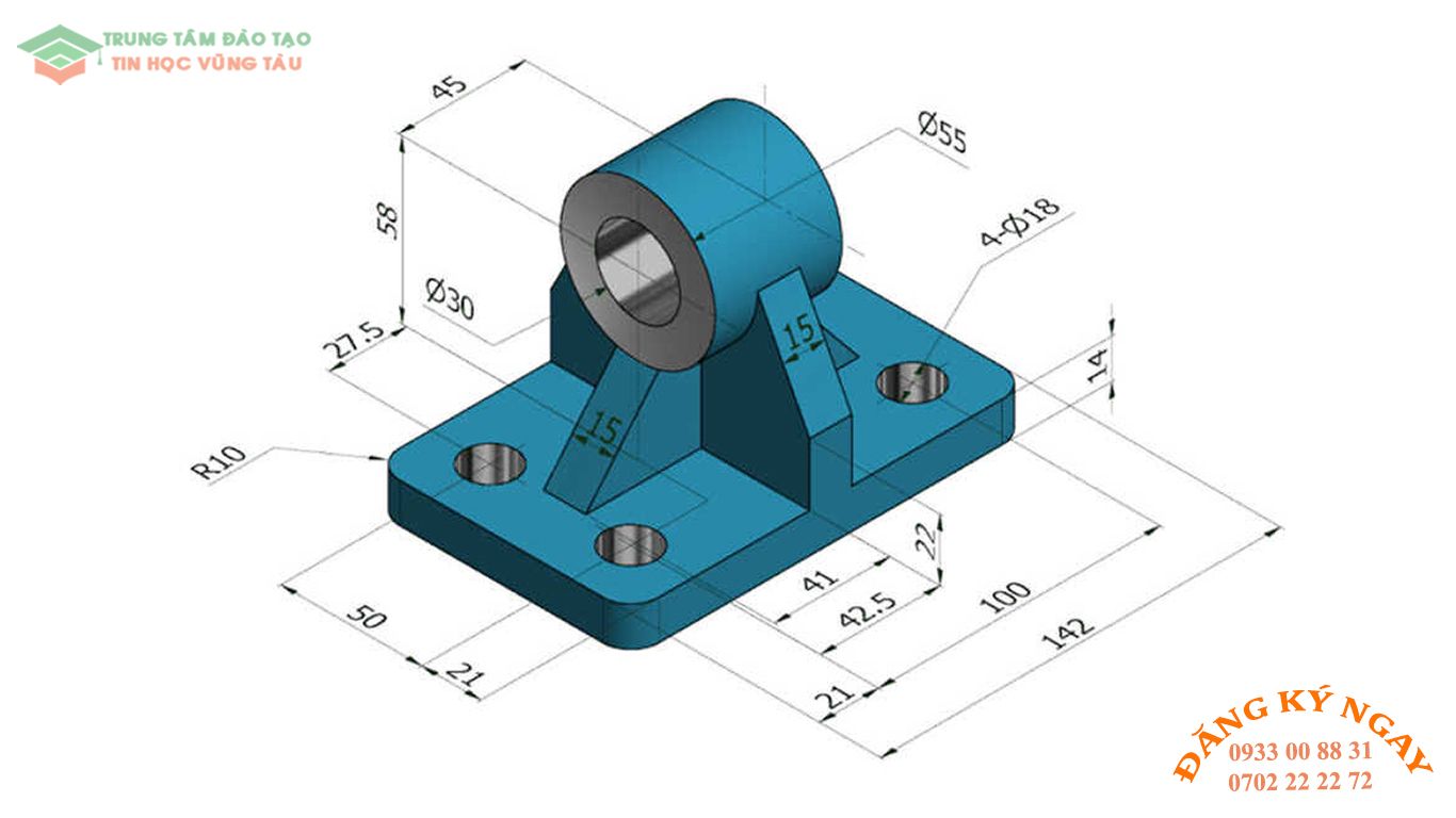 Đề thi autocad 3d Trung tâm tin học đồ họa Vũng Tàu 22