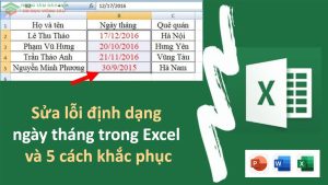 Sữa lỗi định dạng ngày tháng trong excel