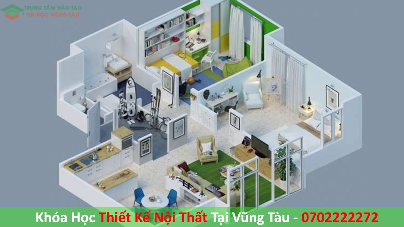 Thiết kế nội thất trung tâm đào tạo tin học Vũng Tàu